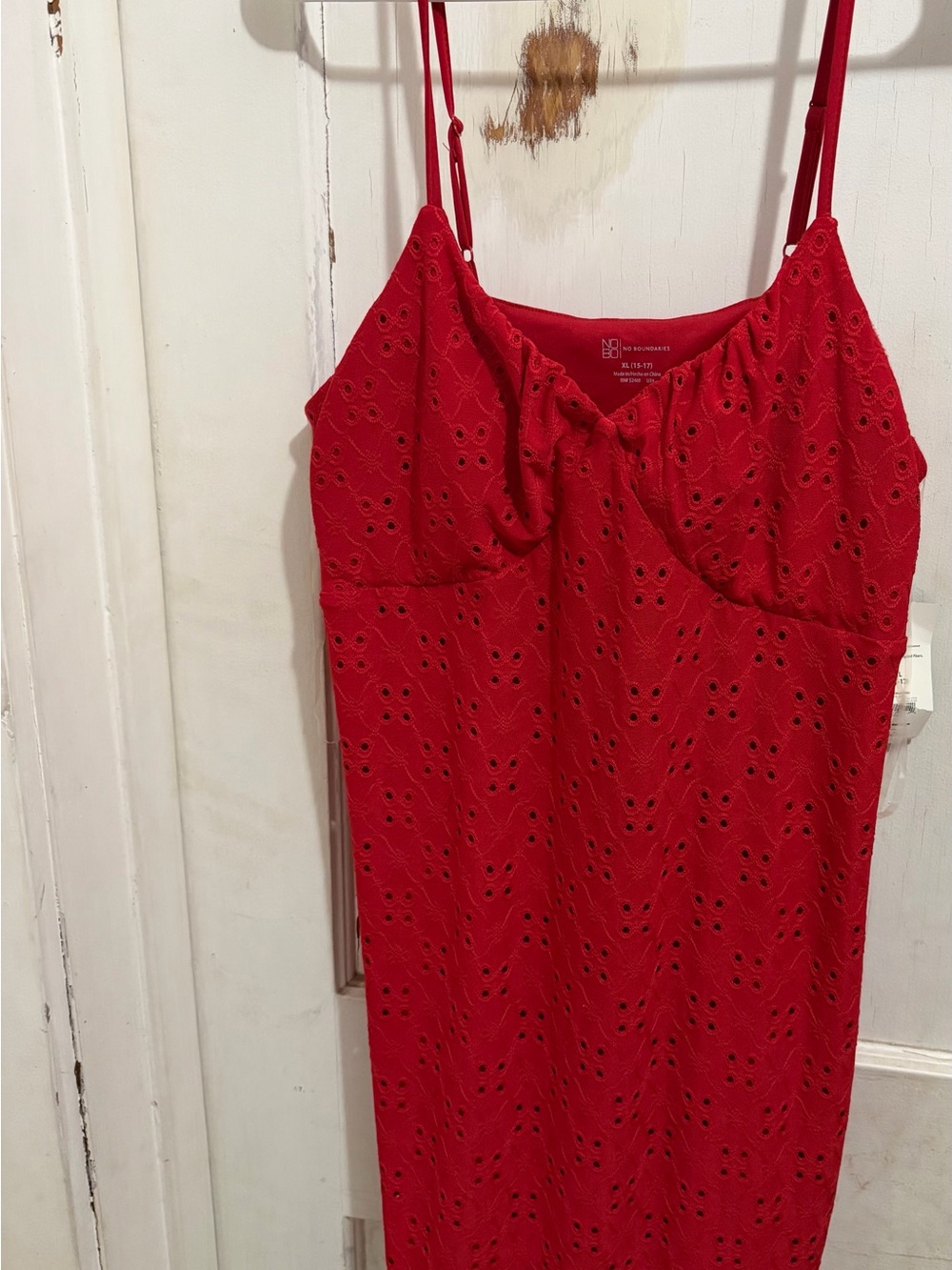 No Boundaries Red Eyelet Sundress